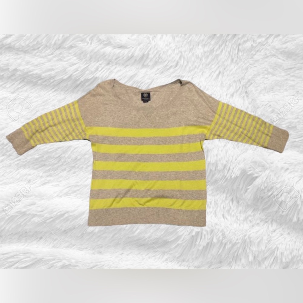 American Eagle Outfitters women’s sweater, gray with neon yellow stripes, size L